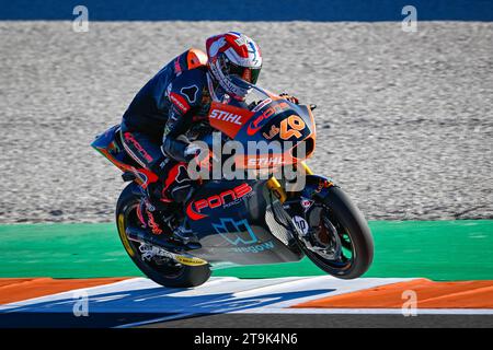 Valencia, Espagne. 25 novembre 2023. Qualification pour le Grand Prix Motul de la Comunitat Valenciana de MotoGP sur le circuit Ricardo Tormo. 25 novembre 2023 en photo : Moto2 Aron Canet Clasificacion del Gran Premio de MotoGP de la Comunidad Valenciana en el Circuito Ricardo Tormo. 25 de noviembre de 2023 POOL/ MotoGP.com/Cordon Press Images sera réservé à un usage éditorial. Crédit obligatoire : © motogp.com crédit : CORDON PRESS/Alamy Live News Banque D'Images