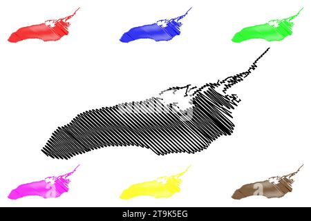 Illustration vectorielle de la carte du lac Ontario (Canada, États-Unis, Amérique du Nord, États-Unis, Grands Lacs), carte d'esquisse griffée Illustration de Vecteur