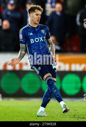 Rotherham, Royaume-Uni. 24 novembre 2023. Joe Rodon de Leeds United lors du Rotherham United FC v Leeds United FC SKY BET EFL Championship Match au Aessel New York Stadium, Rotherham, Angleterre, Royaume-Uni le 24 novembre 2023 Credit : Every second Media/Alamy Live News Banque D'Images