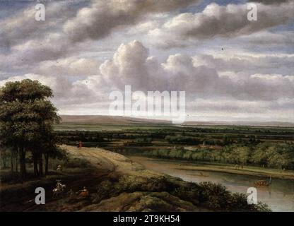 Un vaste paysage boisé des années 1670 par Philips Koninck Banque D'Images