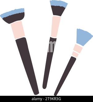 Collection de pinceaux de maquillage de service de beauté. Kit professionnel de pinceaux pour cosmétiques et maquillage. Article de soin de beauté dans le salon de spa. Vecteur isolé sur blanc Illustration de Vecteur