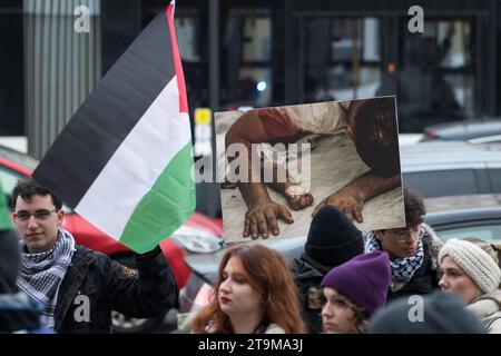 Gdank, Pologne. 26 novembre 2023. Manifestation pro-palestinienne © Wojciech Strozyk / Alamy Live News Banque D'Images