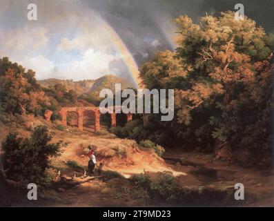 Paysage italien avec Viaduc et Arc-en-ciel 1838 de Karoly l'ancien Marko Banque D'Images