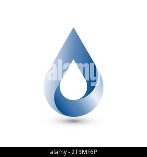 Logo 3D Water Drop. Élément de symbole abstrait d'icône de gouttelette bleue, style de splash de modèle vectoriel. Waterdrop Oil Aqua droplet logo signe concept Illustration de Vecteur