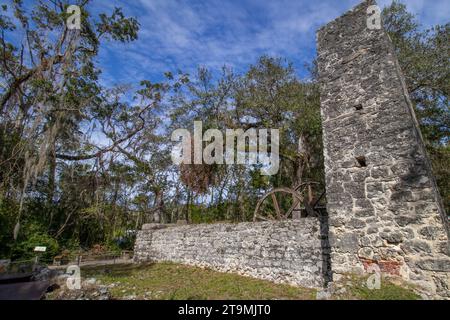 Le parc historique Yulee Sugar Mill Ruins State Park, à Homosassa, Floride. Banque D'Images