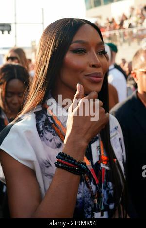 Abu Dhabi. 26 novembre 2023, Yas Marina circuit, Abu Dhabi, Formule 1 Etihad Airways Abu Dhabi Grand Prix 2023, dans la photo le mannequin britannique Naomi Campbell Credit : dpa Picture alliance/Alamy Live News Banque D'Images