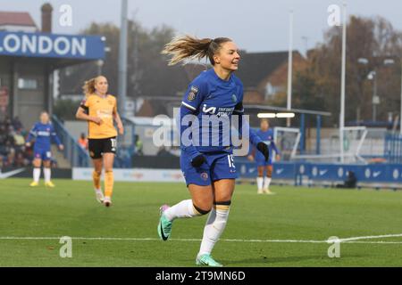 Kingston, Royaume-Uni. 26 novembre 2023. Kingsmeadow, Royaume-Uni, 26 novembre 2023 ; Johanna Rytting Kaneryd (Chelsea 19) lors d'un match dans la Barclays Womens Super League entre Chelsea et Leicester à Kingsmeadow à Londres, 26 novembre 2023, Royaume-Uni (Bettina Weissensteiner/SPP) crédit : SPP Sport Press photo. /Alamy Live News Banque D'Images