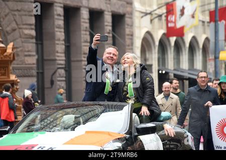 San Francisco, CA - 11 mars 2023 : Cllr Colm Kelleher adjoint au maire de Cork lors de la parade de la Saint Patrick en 2023. Banque D'Images