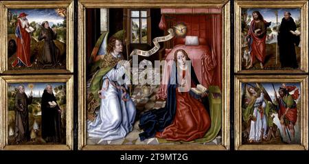 Triptyque de l'Annonciation 1483 par Maître de la Légende de Saint. Ursula (I) Banque D'Images