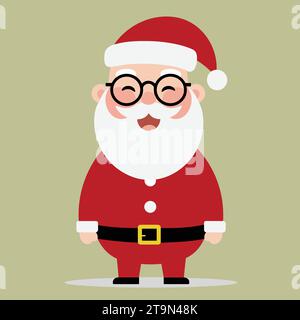 Winking Cartoon Santa Claus avec des verres en costume rouge festif Illustration de Vecteur