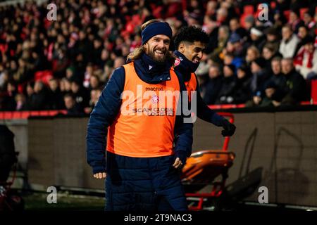 Aalborg, Danemark. 26 novembre 2023. Lucas Andersen d'Aalborg BK se réchauffe lors du match NordicBet Liga entre Aalborg BK et Hobro IK à Aalborg Portland Park à Aalborg. (Crédit photo : Gonzales photo/Alamy Live News Banque D'Images
