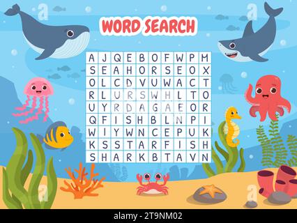 Concept de vecteur de recherche de mot de mer Illustration de Vecteur