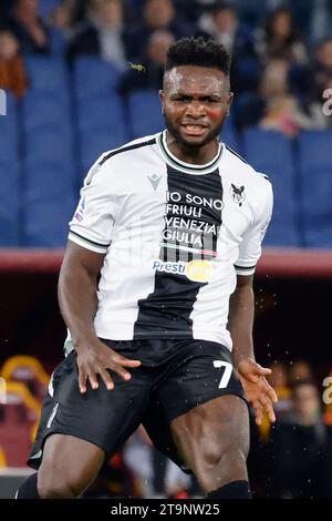 Rome, Italie. 26 novembre 2023. Isaac Success, d'Udinese, réagit lors du match de championnat italien de Serie A entre Roma et Udinese au Stade Olympique, Rome, Italie, 26 novembre 2023. Crédit : Riccardo de Luca - Update Images/Alamy Live News Banque D'Images