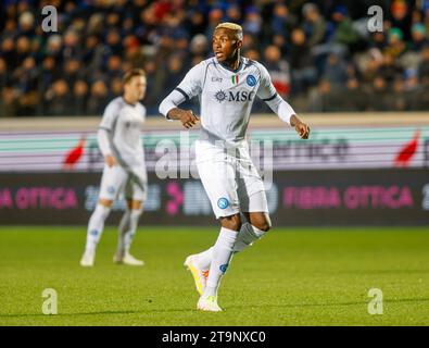 Victor Osimhen de Sac Napoli vu en action lors du match entre Atalanta BC et SSC Napoli dans le cadre de la saison 2023/2024 de Serie A italienne, au Gewiss Stadium. Score final ; Atalanta 1 : 2 Napoli. Banque D'Images