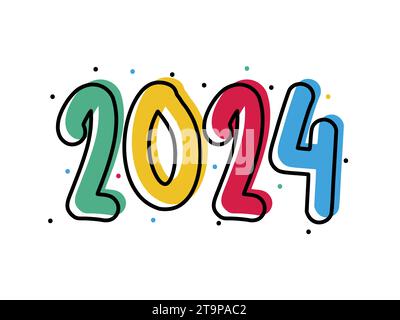 Bonne année 2024 conception vectorielle plate Illustration de Vecteur