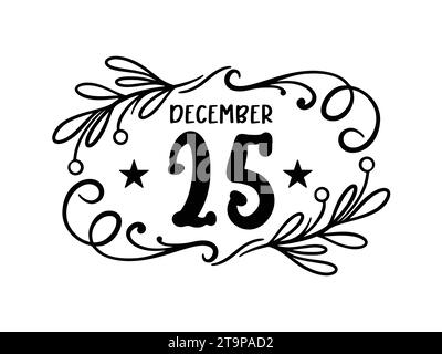 Silhouette Joyeux Noël 25 décembre illustration vectorielle Illustration de Vecteur