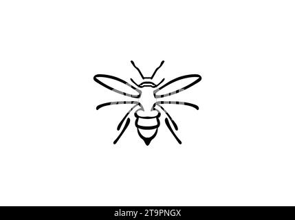 Motif d'illustration d'icône de style minimaliste Black Wasp Illustration de Vecteur