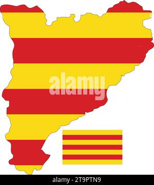 Carte et drapeau de Catalogne Illustration de Vecteur