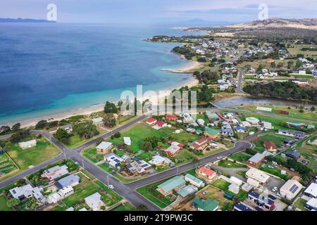 Vue aérienne de Swansea en Tasmanie, Australie Banque D'Images
