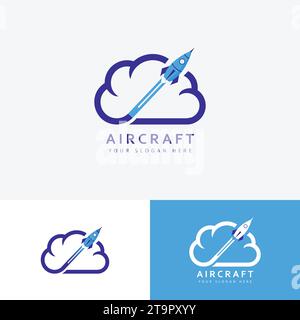 Modèle de logo Cloud Rocket, modèle de conception de logo Creative Rocket concept, Sky Rocket. Modèle de logo Rocket Illustration de Vecteur