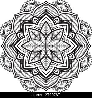 Mandala floral, motif ethnique mandala oriental pour la décoration traditionnelle, spiritualité, décoration intérieure, livre de coloriage Illustration de Vecteur