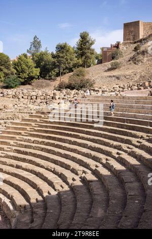 l'amphithéâtre romain dans l'ancien palais et forteresse d'alcazaba à malaga andalousie espagne Banque D'Images