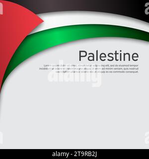 Résumé agitant le drapeau palestinien. Affiche nationale palestinienne. Fond créatif pour la conception de carte de vacances patriotique. Etat palestine patriotique Illustration de Vecteur