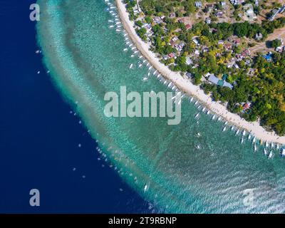 Une vue aérienne de l'île Balicasag à Bohol, Philippines Banque D'Images