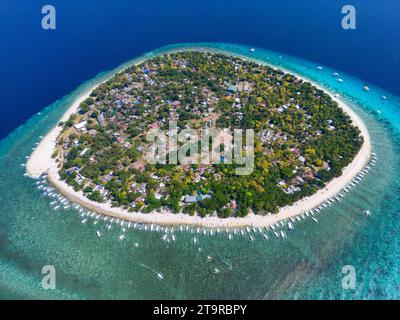 Une vue aérienne de l'île Balicasag à Bohol, Philippines Banque D'Images