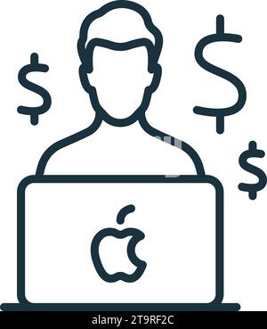 Icône de contour de freelance. Signe simple monochrome de la collection freelance. Icône Freelancer pour logo, modèles, conception Web et infographie. Illustration de Vecteur