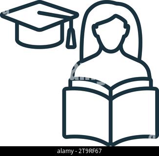 Icône de contour autodidacte. Signe simple monochrome de la collection freelance. Icône auto-éduquée pour logo, modèles, conception Web et infographie. Illustration de Vecteur