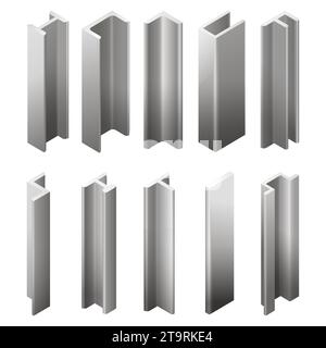 Maquette de profil en fer, jeu isolé de construction de poutre métallique Illustration de Vecteur