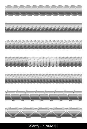 Jeu isolé de barres d'armature sans fin pour profilés métalliques et armature Illustration de Vecteur