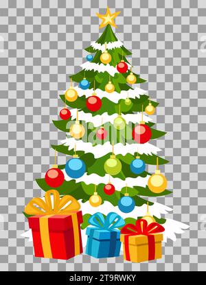 Arbre de Noël, boules de noël en fond transparent. Illustration vectorielle eps10 Illustration de Vecteur