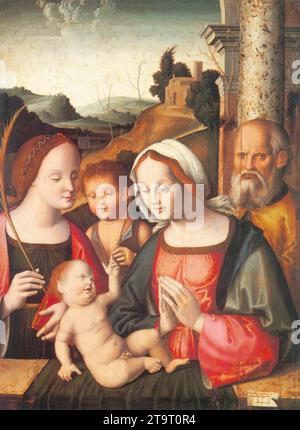 Sainte famille avec Sainte Catherine d'Alexandrie et l'enfant Jean Baptiste 1529 par Marco Palmezzano Banque D'Images