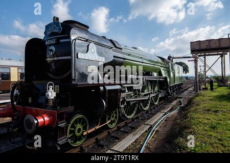 Tornade quittant Bishop's Lydeard sur le West Somerset Railway. Banque D'Images