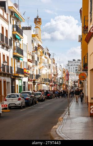 Calle pures à Barrio Triana, Séville, Andalousie, Espagne Banque D'Images