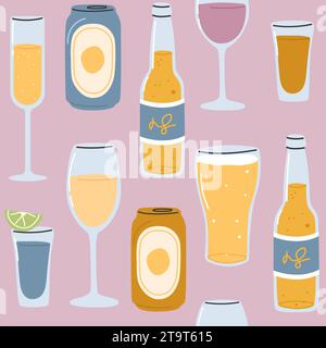 Modèle sans couture avec Alcohol.template pour bar, pub Illustration de Vecteur
