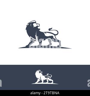 Logo Lion icône lion logo de la société logo design force et puissance symbole image vectorielle dans un style plat Illustration de Vecteur