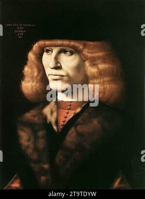 Portrait d'un jeune homme vers 1500 par Ambrogio de Predis Banque D'Images