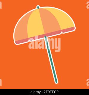 Icône de parasol de plage sur fond orange. Style plat. Illustration vectorielle. Illustration de Vecteur