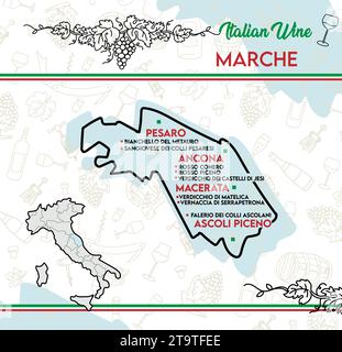 Carte des vins typiques des Marches, Italie. illustration vectorielle Illustration de Vecteur