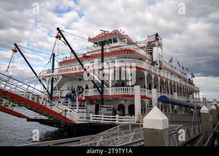 Savannah croisières en bateau fluvial Georgia Queen tour Boat à Savannah Géorgie Banque D'Images