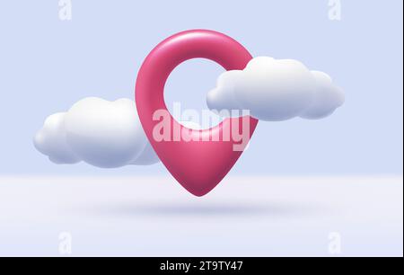 Point d'adresse avec nuages Illustration de Vecteur