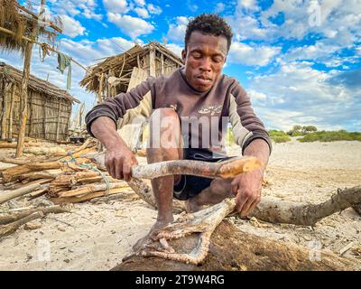 Madagascar, préparation du poulpe Banque D'Images