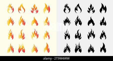 Identité commerciale de collection de symboles vectoriels chauds de flamme brûlante Illustration de Vecteur