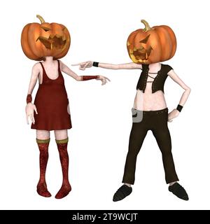 Halloween Gobelins avec têtes de citrouille Banque D'Images