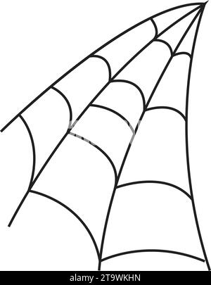 Toile d'araignée sur fond transparent. Filet en toile d'araignée. Toile d'araignée d'Halloween effrayante avec des araignées. Illustration vectorielle de contour. Halloween effrayant, horreur. Main Illustration de Vecteur
