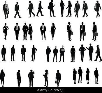 silhouettes de personnes travaillant groupe de gens d'affaires debout. Hommes et femmes. Travailleur d'équipe. Avatar de personne Illustration de Vecteur