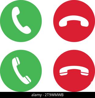 Icône d'appel téléphonique répondre, accepter et refuser icônes d'appel avec boutons vert et rouge , Contactez-nous indicatif téléphonique. boutons oui et non. Icônes d'appel entrant Illustration de Vecteur